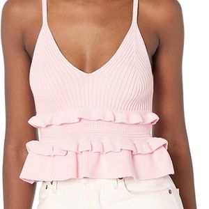 BCBGeneration Pink Knit Ruffle Tank Top